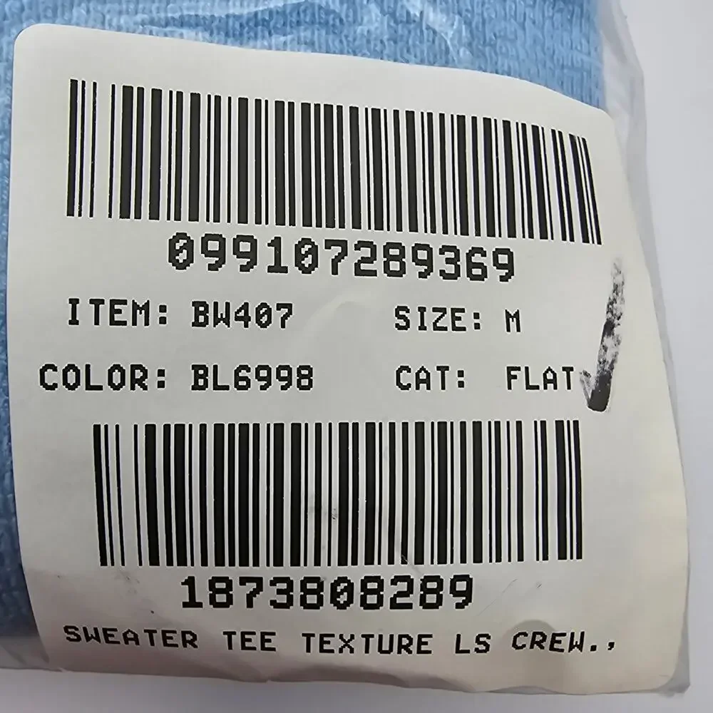 J. Crew Mens size M Long Sleeve Textured Crewneck Sweater Tee Blue BW407 NEW